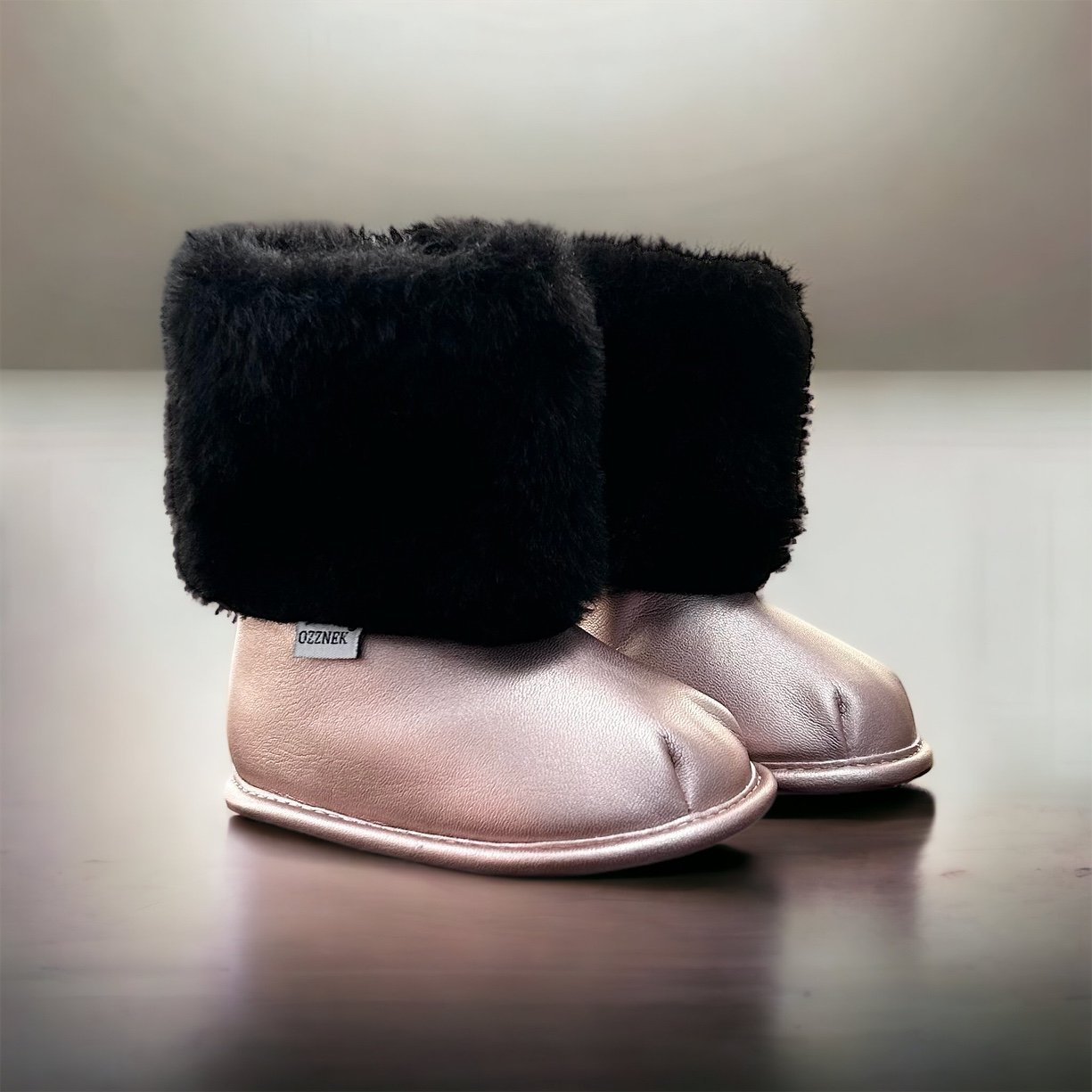 Rose Gold Boot Top with Faux-fur Lining